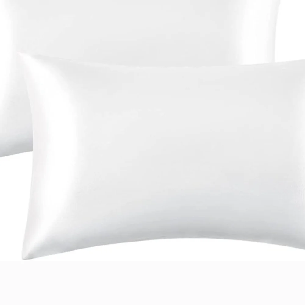 Luxurious White Satin Pillowcase Set Of 2